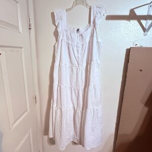 White Sleeveless Tiered Dress